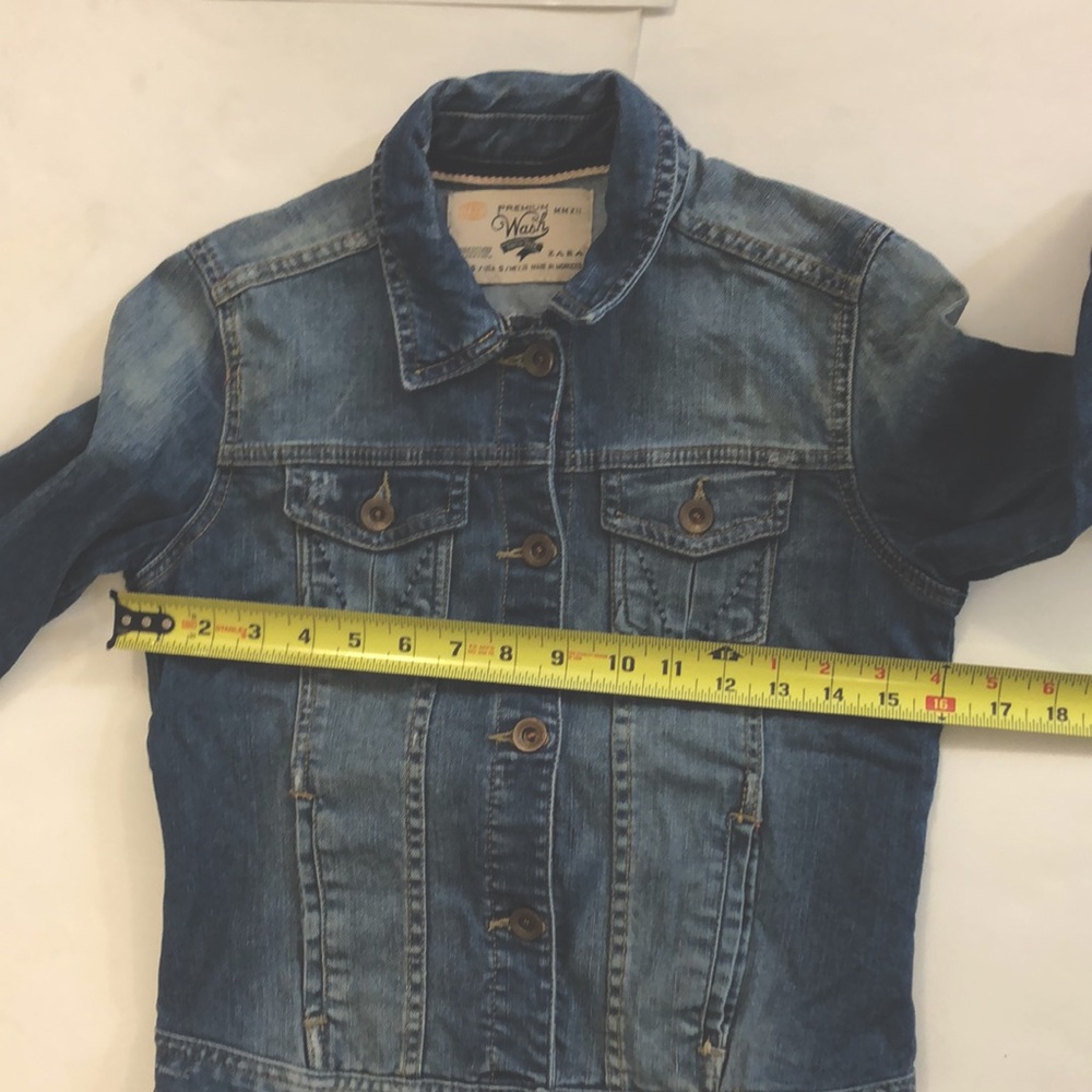 ZARA S Jacket Blue Jean Premium Wash 4 Pocket Button Down Excellent Condition - Picture 3 of 6
